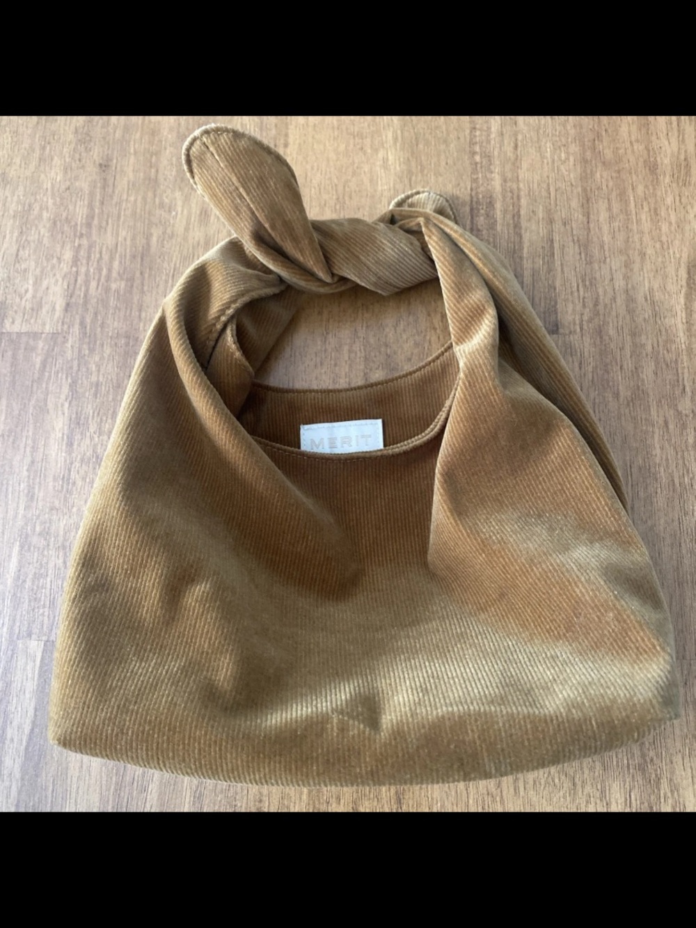 MERIT Beauty Signature Bag Corduroy Tie Top Pouch Minimalist Purse